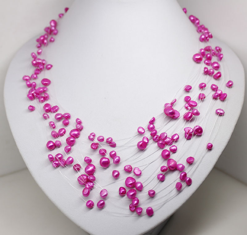 21 rows shinning star purple pearl necklace 17 20long  