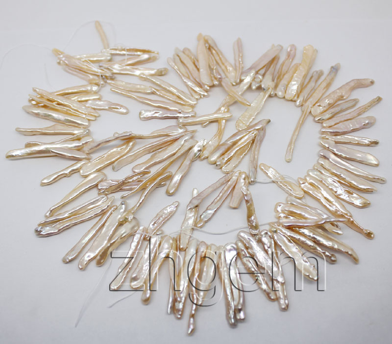 natural pink biwa freshwater pearl loose strand stone  