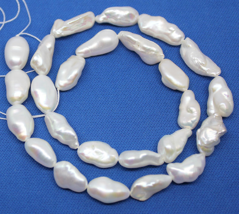 natural white freshwater biwa pearl loose gem 15long  